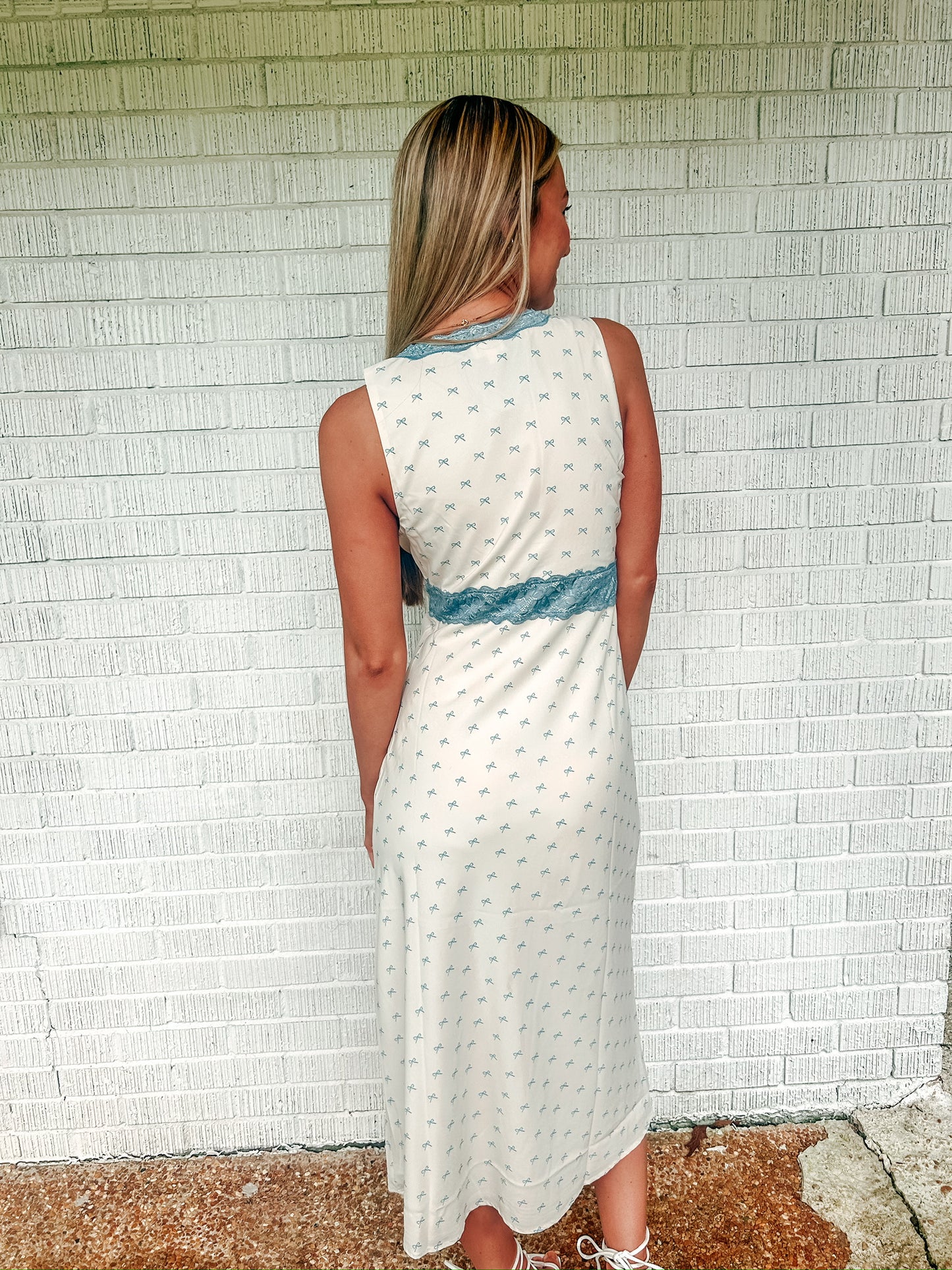 Bella Blue Bow Midi Dress