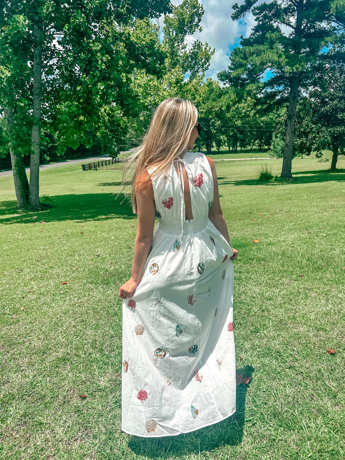Seaside Charm Embroidered Maxi Dress