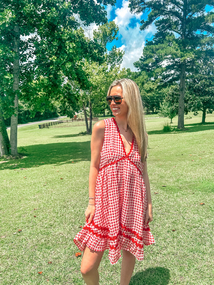 Catelyn Country Cutie Red Gingham Dress