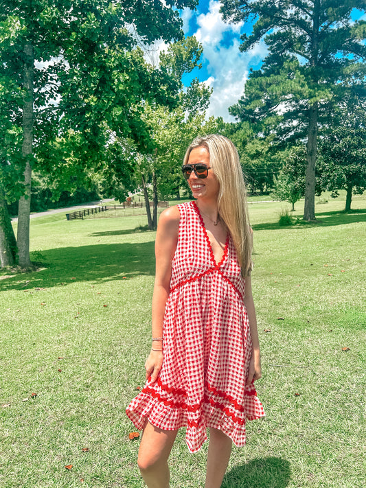 Catelyn Country Cutie Red Gingham Dress