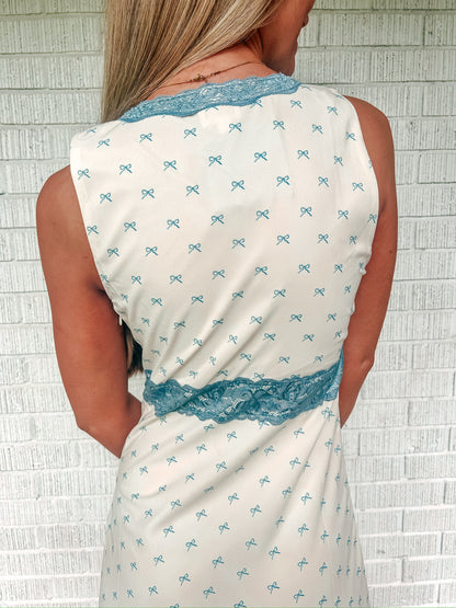 Bella Blue Bow Midi Dress