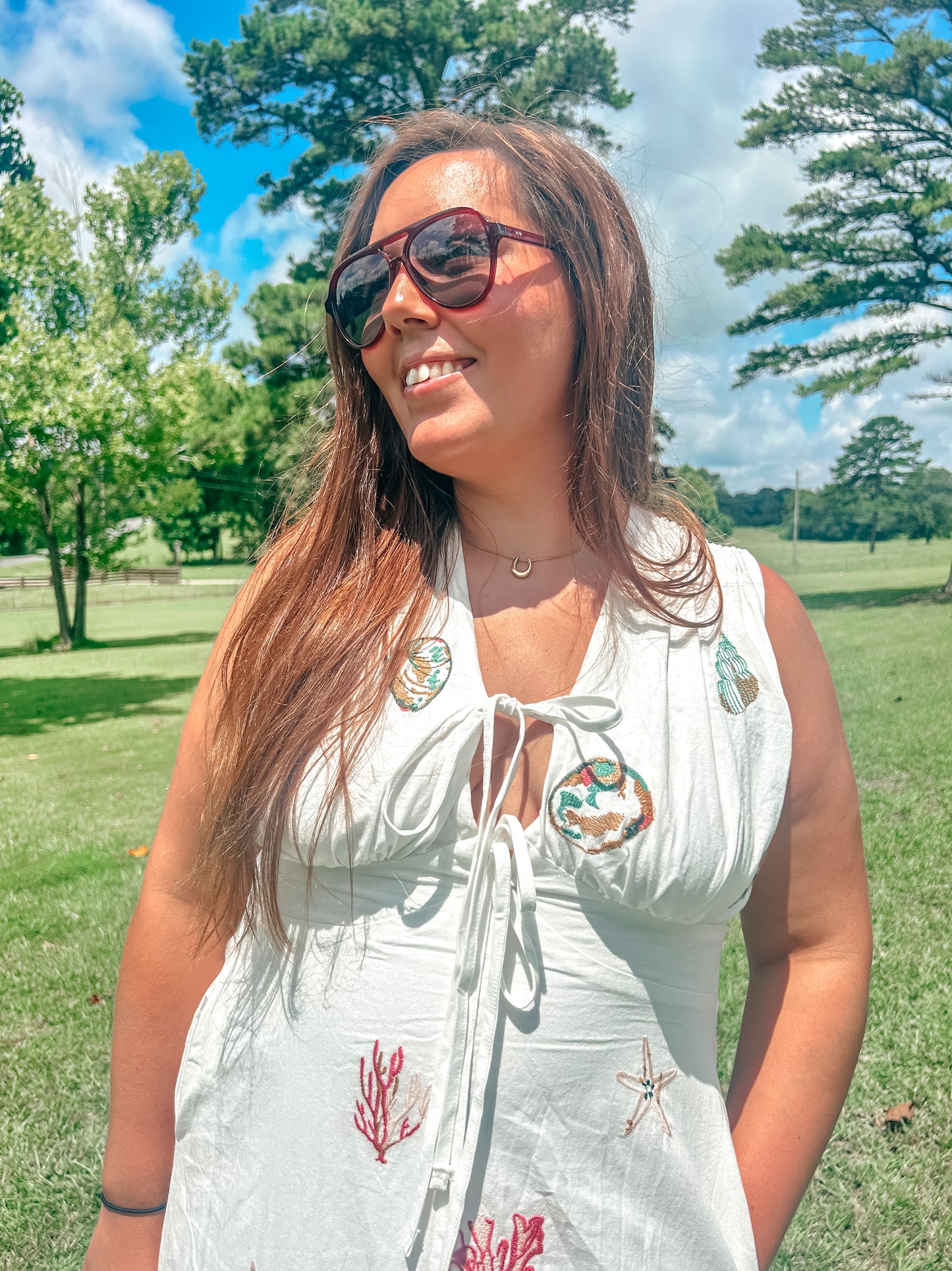 Seaside Charm Embroidered Maxi Dress