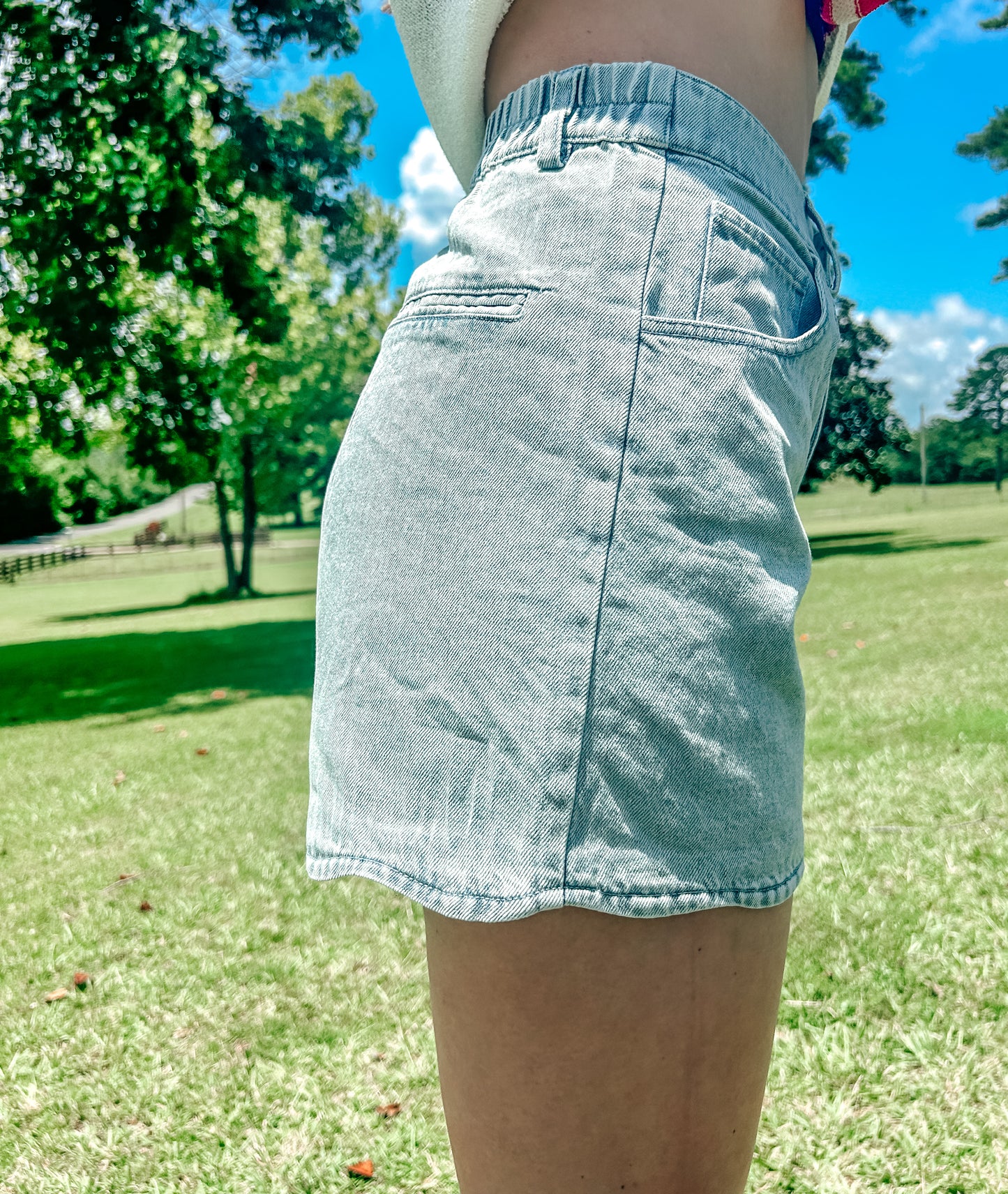 Brooke Scalloped Denim Shorts