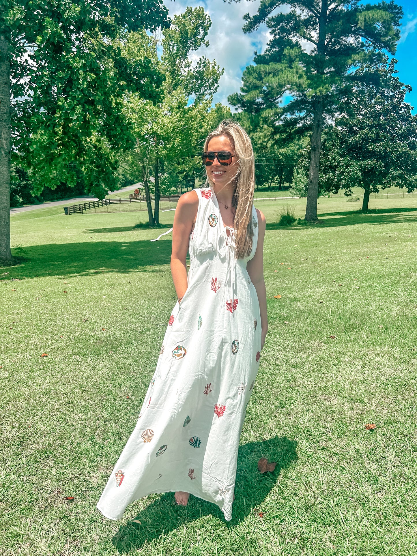 Seaside Charm Embroidered Maxi Dress