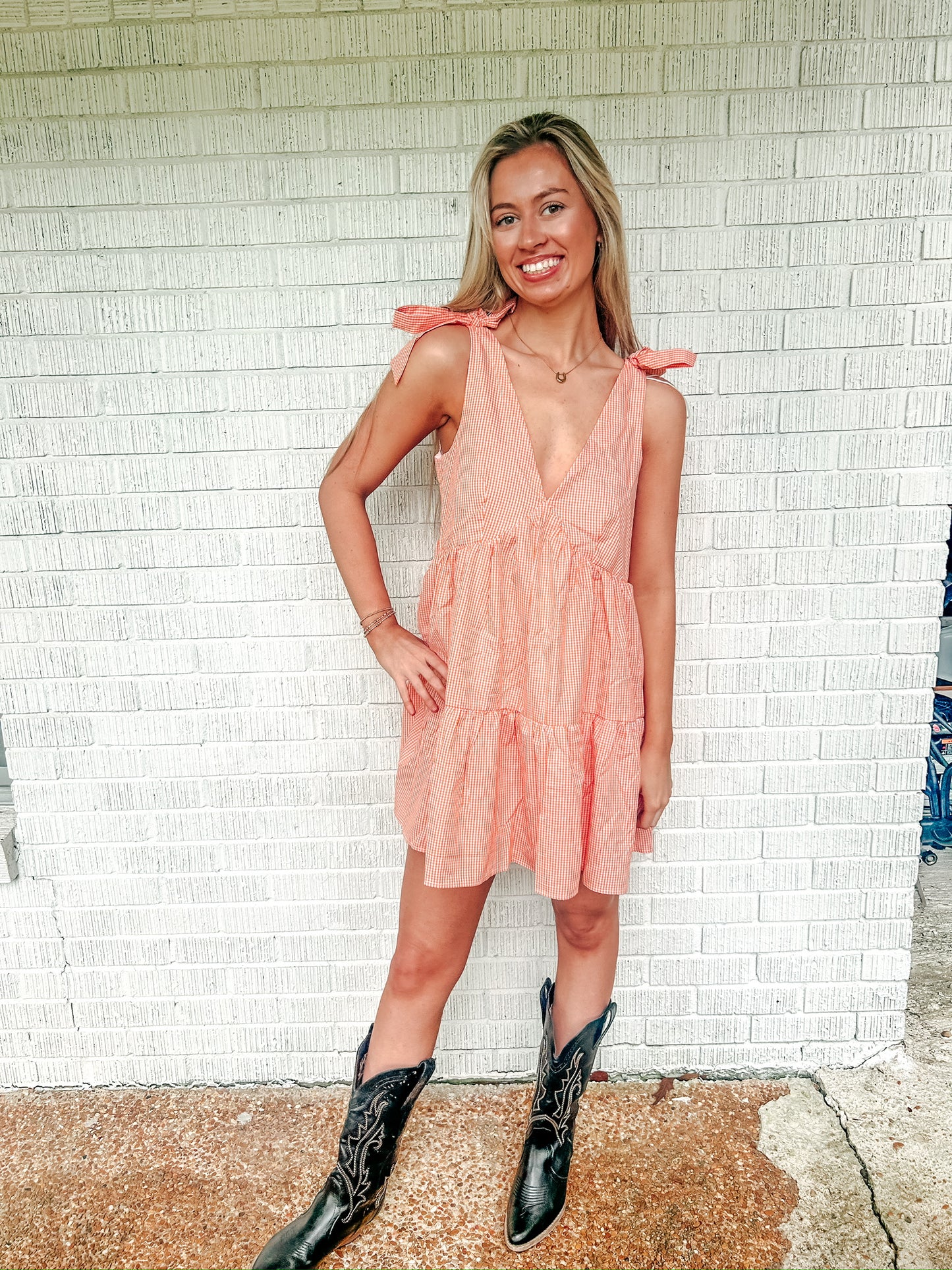 Morgan Gingham Tie Dress