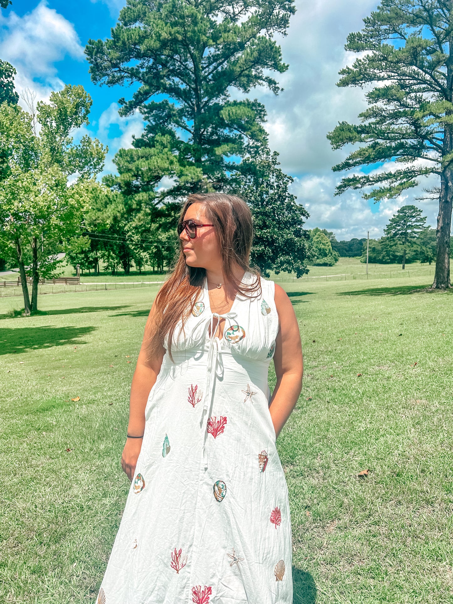 Seaside Charm Embroidered Maxi Dress
